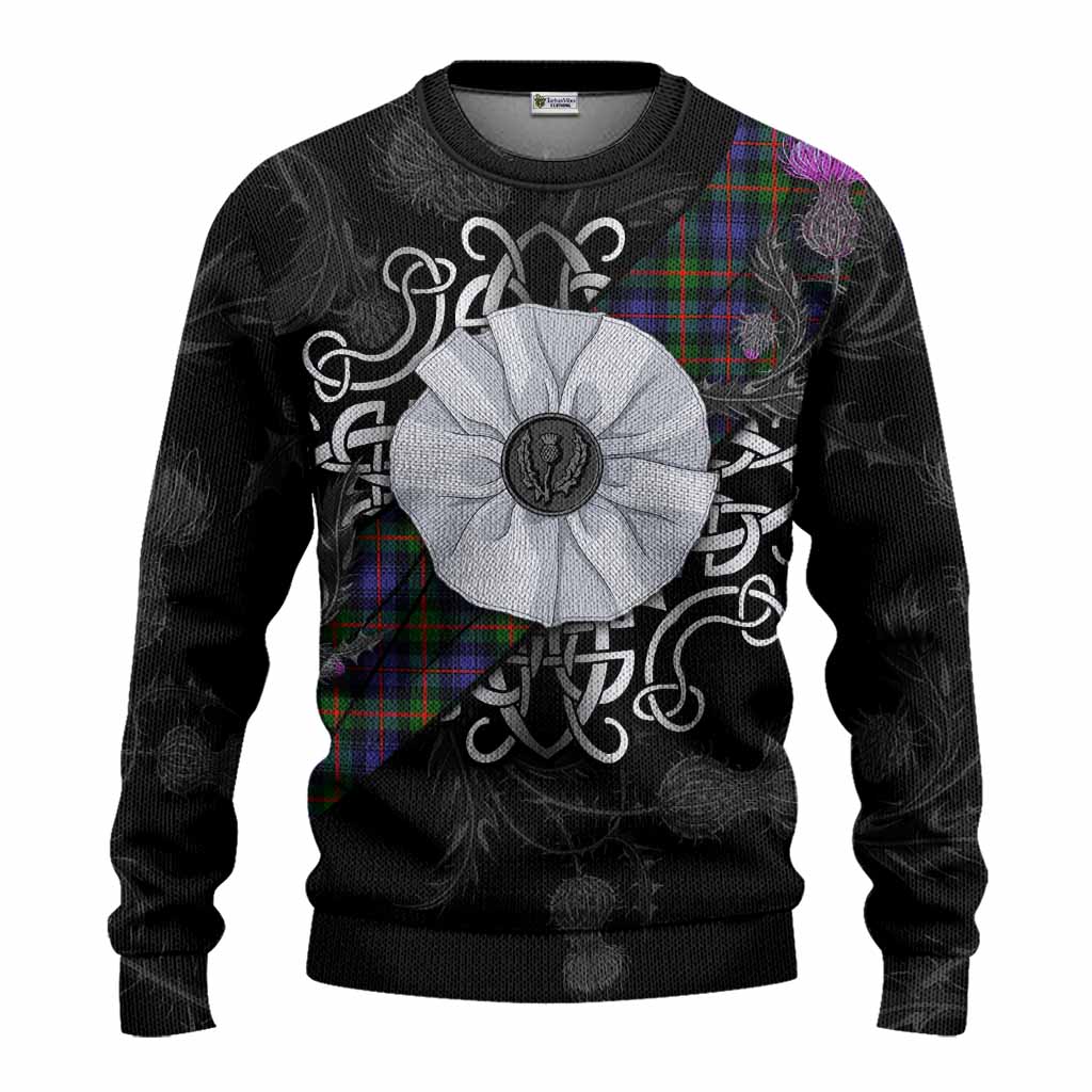 Fleming Tartan Knitted Sweater Jacobite White Rose Unisex - Tartan Vibes Clothing