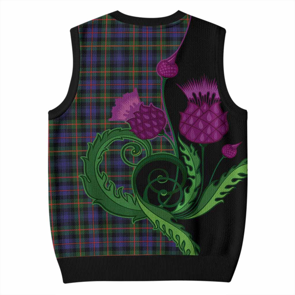 Fleming Tartan Knitted V-Neck Vest Traditional Scottish Thistle
