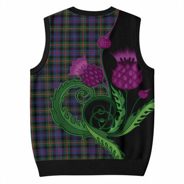 Fleming Tartan Knitted V-Neck Vest Traditional Scottish Thistle