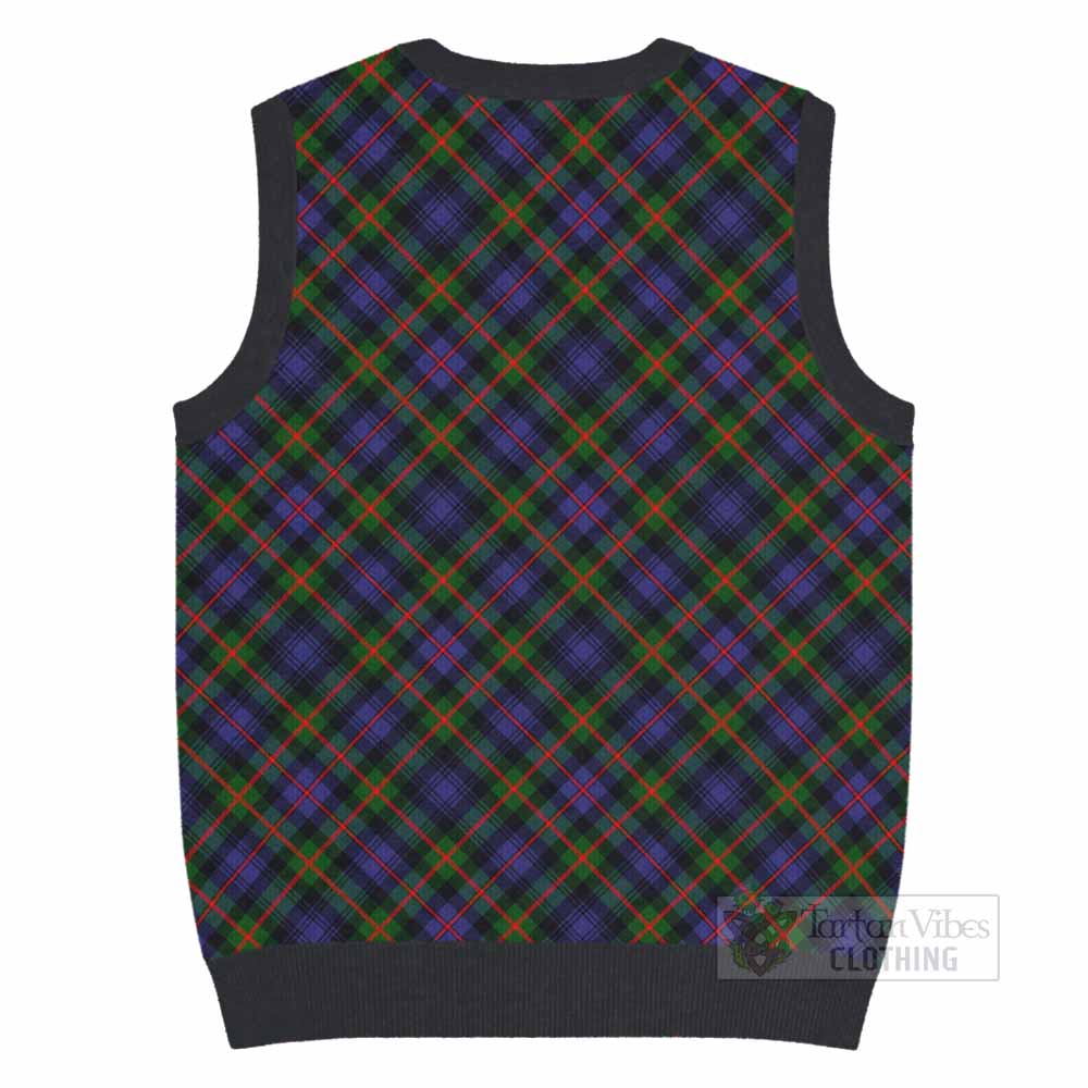Fleming Tartan Knitted V-Neck Vest with Family Crest Cross Style
