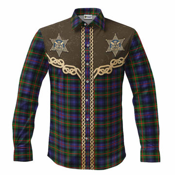 Fleming Tartan Long Sleeve Button Shirts Bigfoot Riding The Kelpie Monster