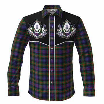 Fleming Tartan Long Sleeve Button Shirts Horseshoe Ornament Men's Shirt S - Tartan Vibes Clothing