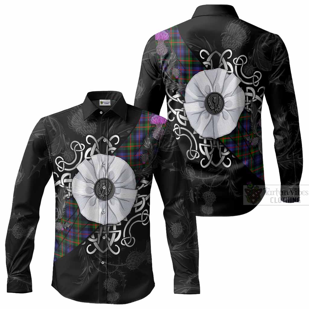 Fleming Tartan Long Sleeve Button Shirts Jacobite White Rose Men's Shirt - Tartan Vibes Clothing
