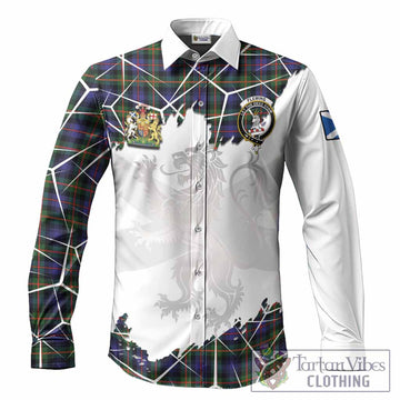 Fleming Tartan Long Sleeve Button Shirts with Family Crest and Lion Rampant Grunge Style