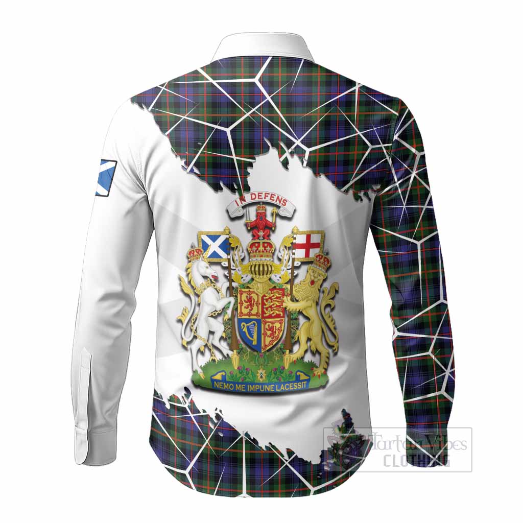 Fleming Tartan Long Sleeve Button Shirts with Family Crest and Lion Rampant Grunge Style