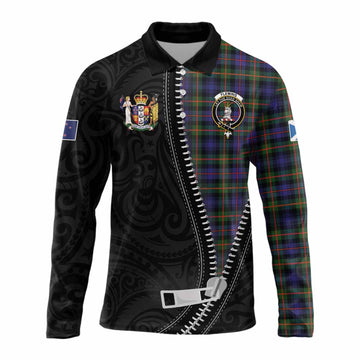 Fleming Tartan Long Sleeve Polo Shirt New Zealand Pattern Unique Zipper Stylized