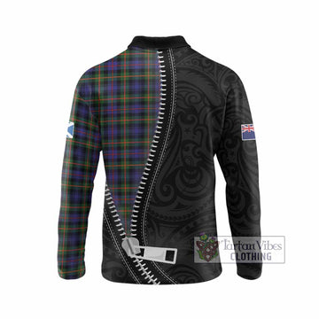 Fleming Tartan Long Sleeve Polo Shirt New Zealand Pattern Unique Zipper Stylized