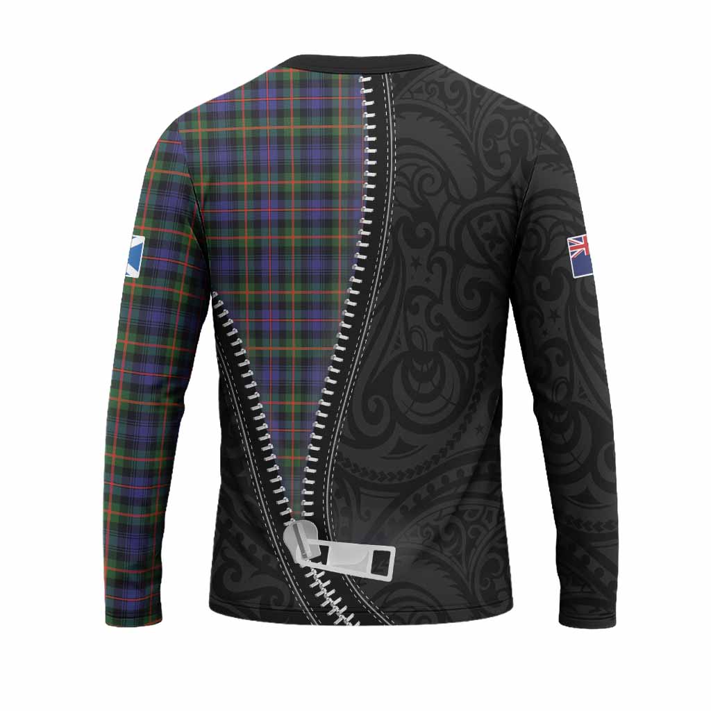 Fleming Tartan Long Sleeve T-Shirt New Zealand Pattern Unique Zipper Stylized