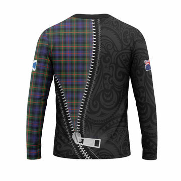 Fleming Tartan Long Sleeve T-Shirt New Zealand Pattern Unique Zipper Stylized