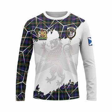 Fleming Tartan Long Sleeve T-Shirt with Family Crest and Lion Rampant Grunge Style
