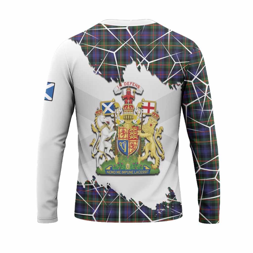 Fleming Tartan Long Sleeve T-Shirt with Family Crest and Lion Rampant Grunge Style