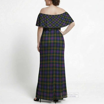 Fleming Tartan Off Shoulder Ruffle Maxi Dress