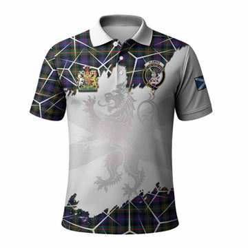Fleming Tartan Polo Shirt with Family Crest and Lion Rampant Grunge Style