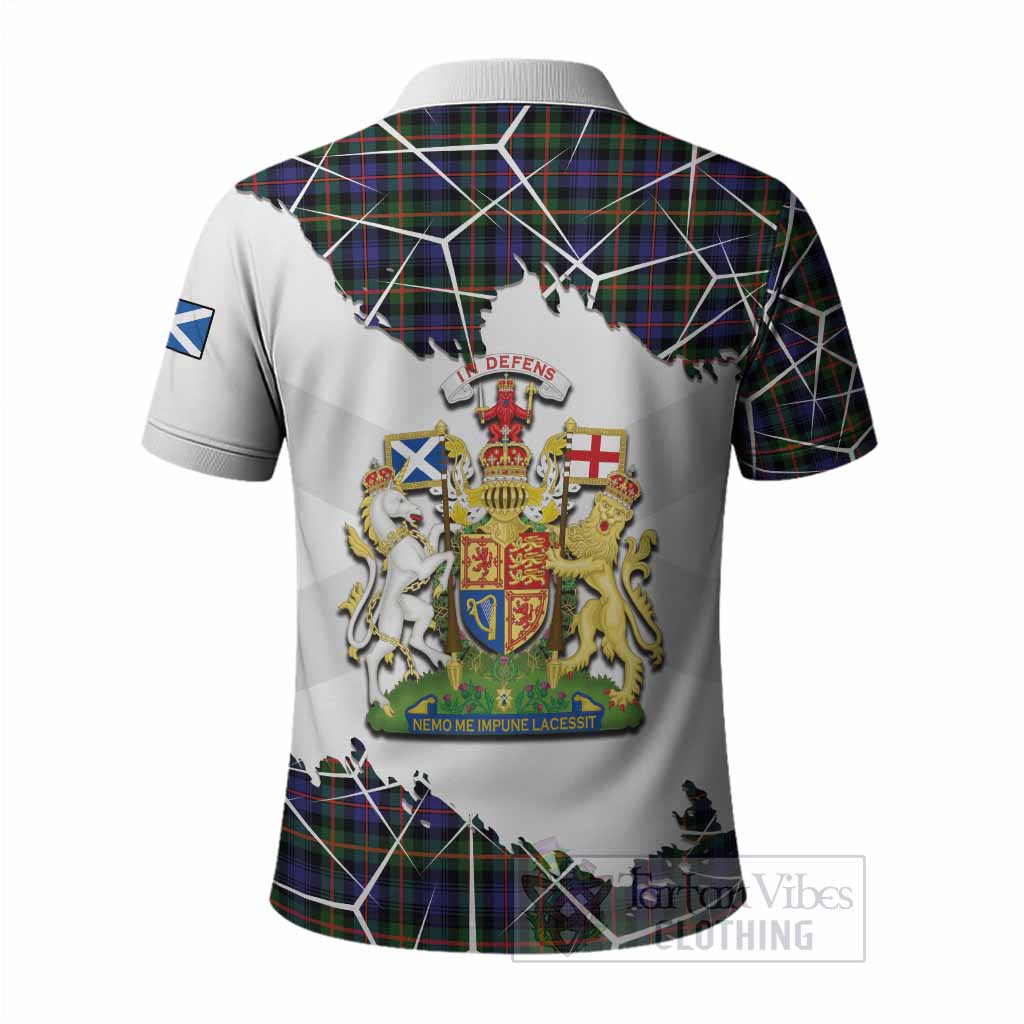 Fleming Tartan Polo Shirt with Family Crest and Lion Rampant Grunge Style
