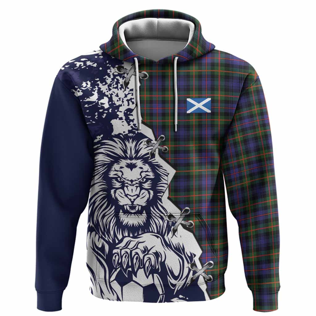 Fleming Tartan Scottish Hoodie Angry Lion With Soccer Ball Style