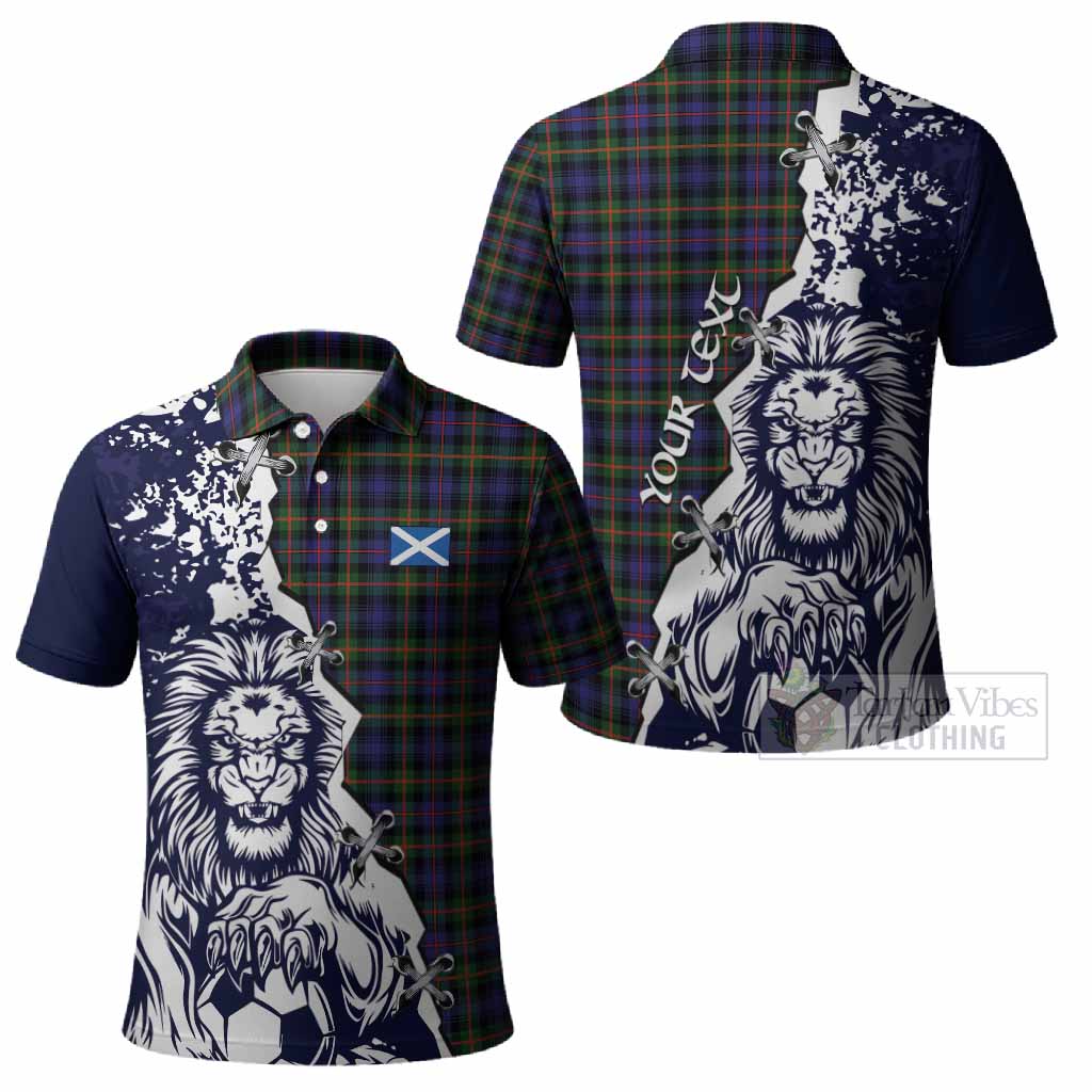 Fleming Tartan Scottish Polo Shirt Angry Lion With Soccer Ball Style