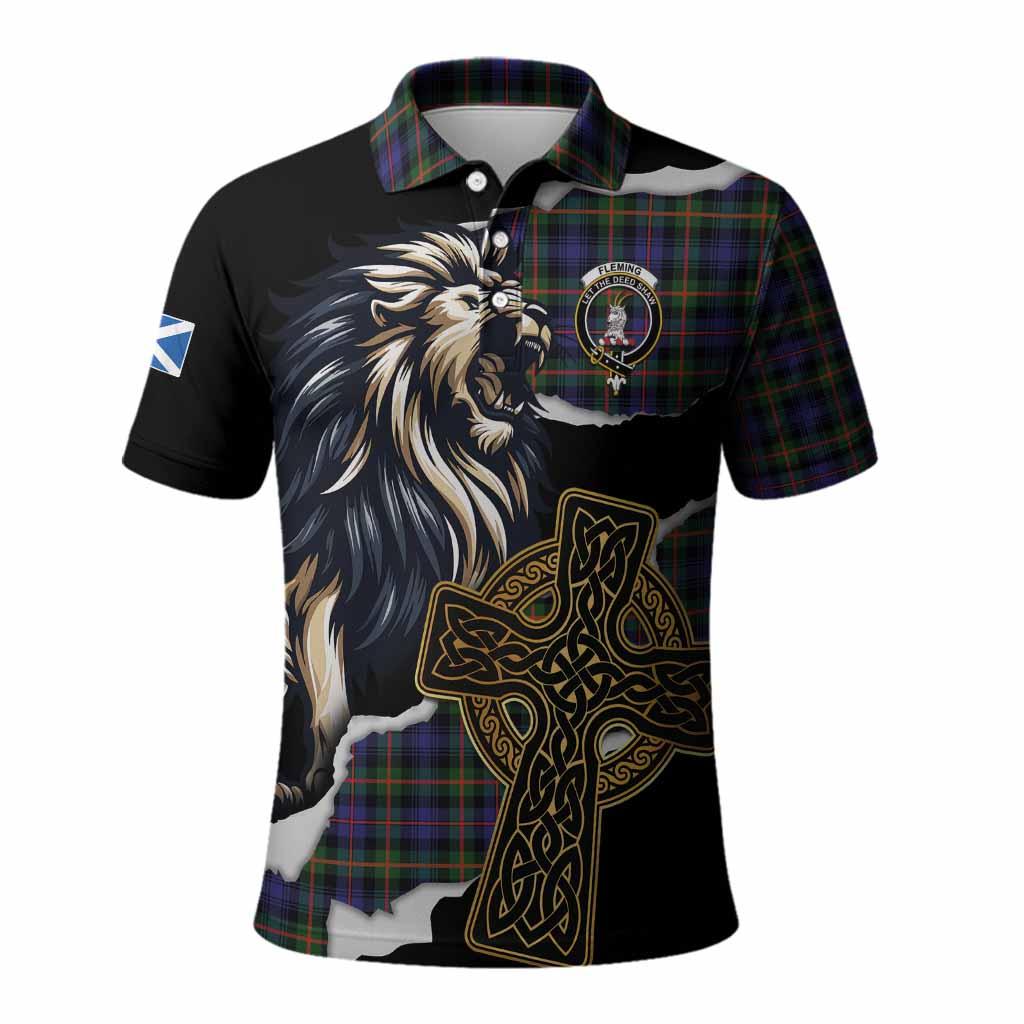 Fleming Tartan Scottish Polo Shirt Lion Celtic Heritage
