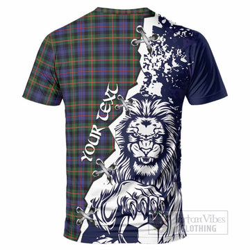 Fleming Tartan Scottish T-Shirt Angry Lion With Soccer Ball Style