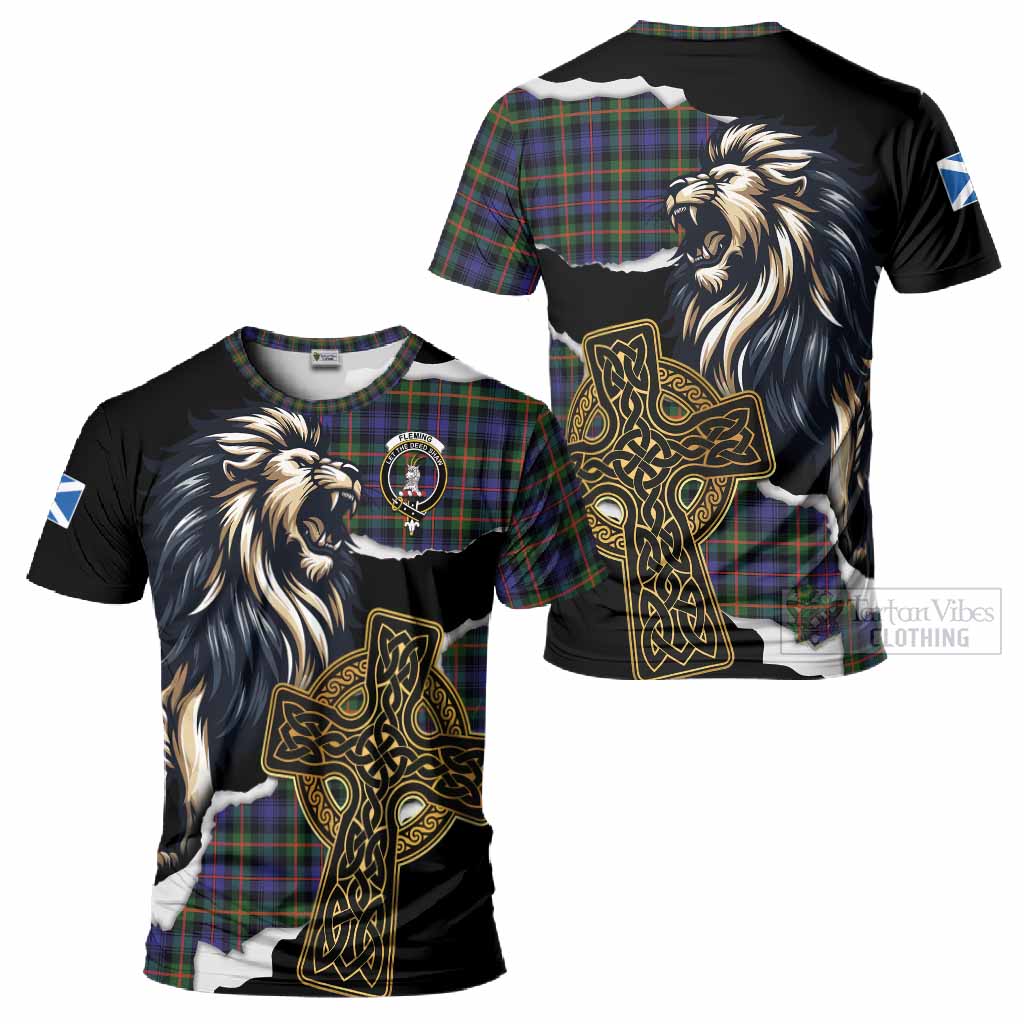 Fleming Tartan Scottish T-Shirt Lion Celtic Heritage