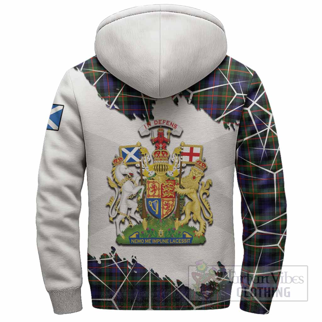 Fleming Tartan Sherpa Hoodie with Family Crest and Lion Rampant Grunge Style