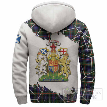 Fleming Tartan Sherpa Hoodie with Family Crest and Lion Rampant Grunge Style
