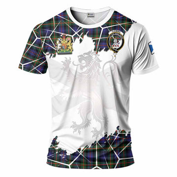 Fleming Tartan T-Shirt with Family Crest and Lion Rampant Grunge Style