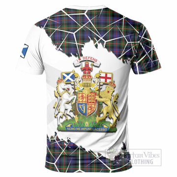 Fleming Tartan T-Shirt with Family Crest and Lion Rampant Grunge Style