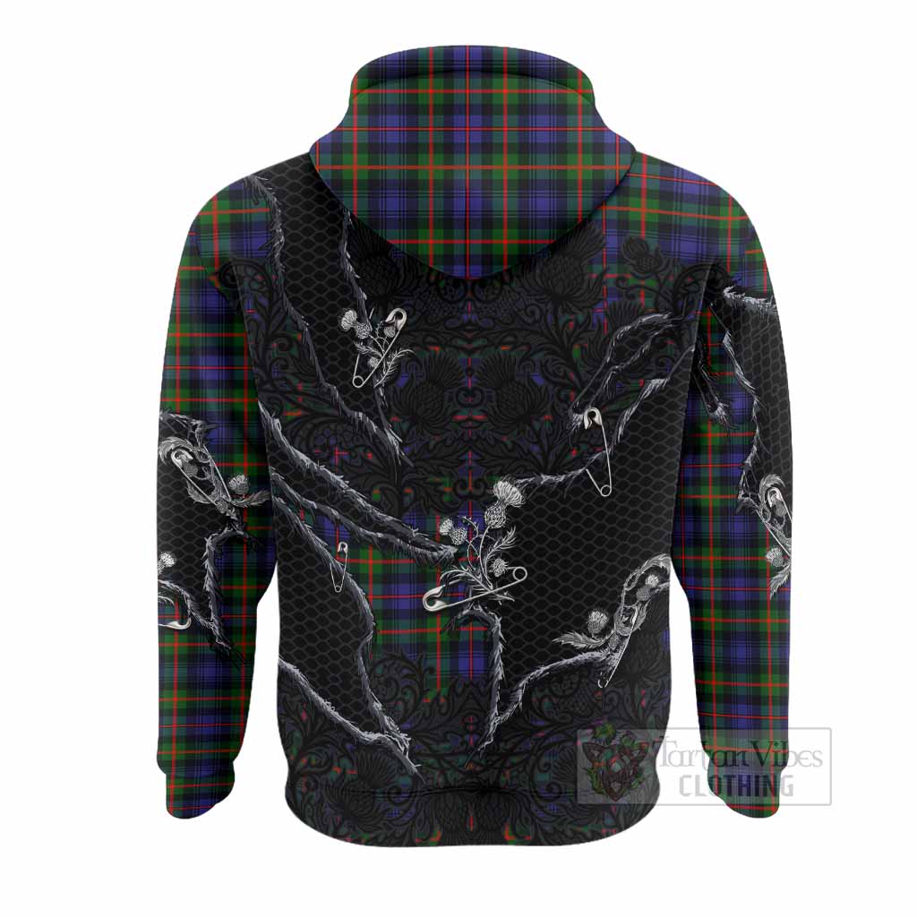 Fleming Tartan Thistle Dark Gothic Hoodie - Tartan Vibes Clothing