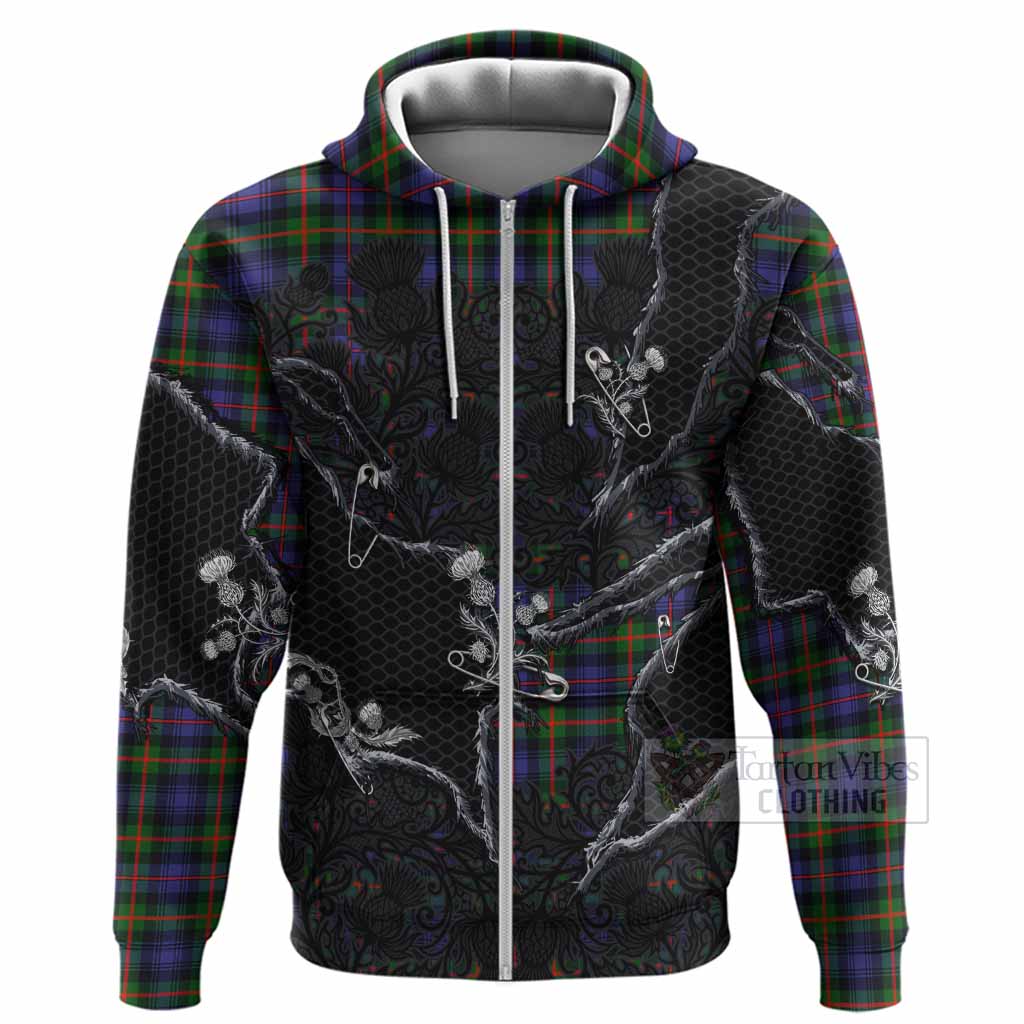 Fleming Tartan Thistle Dark Gothic Hoodie Zip Hoodie - Tartan Vibes Clothing