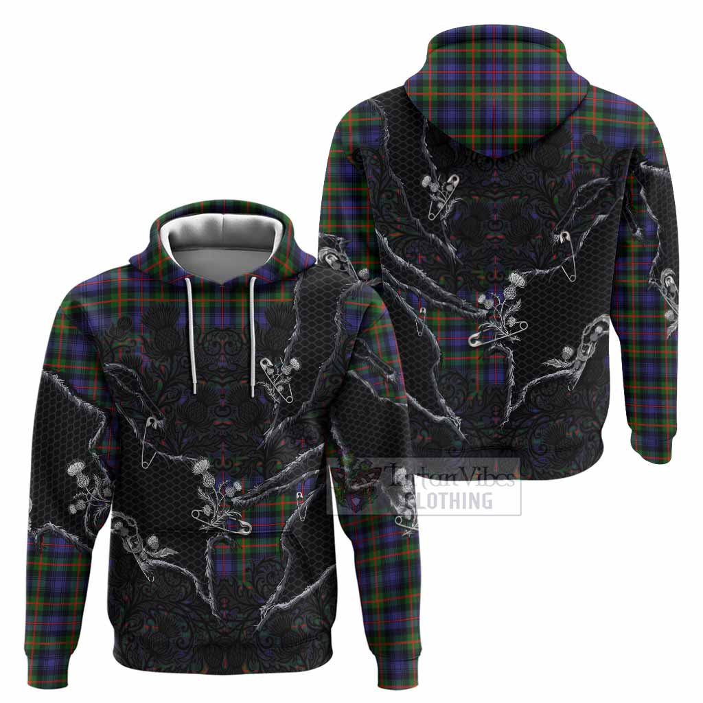 Fleming Tartan Thistle Dark Gothic Hoodie - Tartan Vibes Clothing