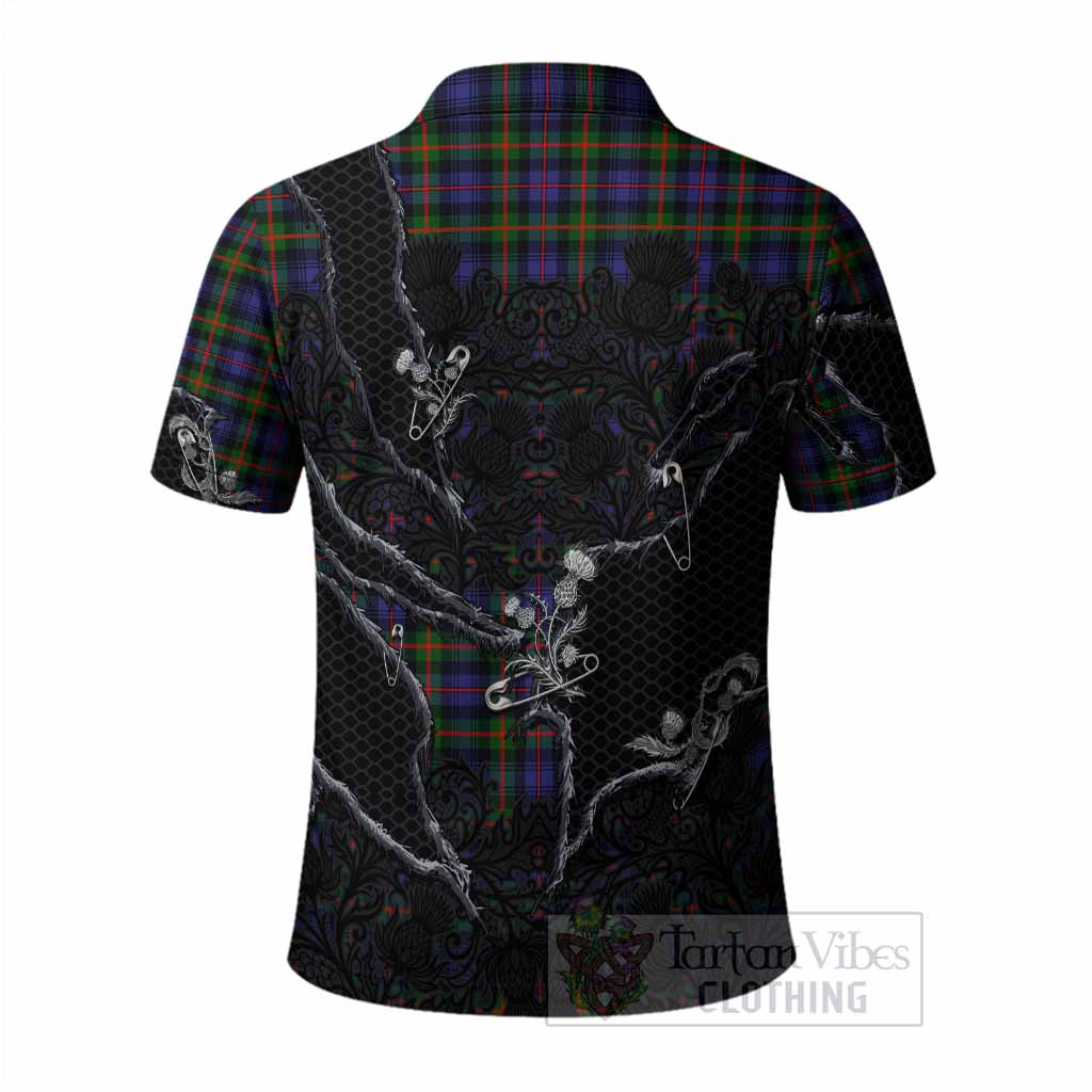 Fleming Tartan Thistle Dark Gothic Polo Shirt - Tartan Vibes Clothing
