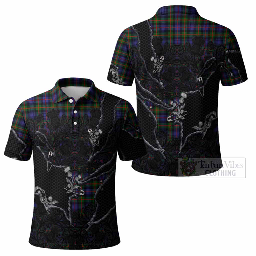 Fleming Tartan Thistle Dark Gothic Polo Shirt - Tartan Vibes Clothing