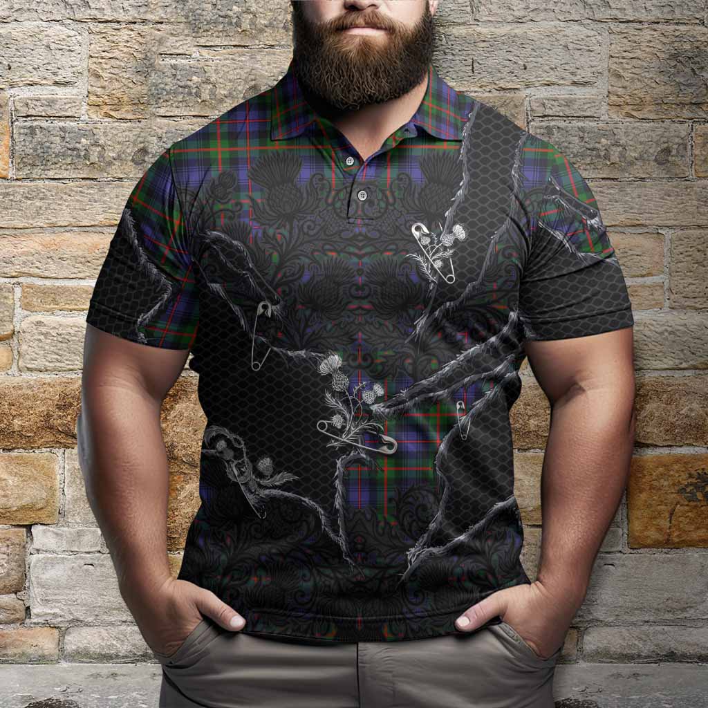 Fleming Tartan Thistle Dark Gothic Polo Shirt - Tartan Vibes Clothing