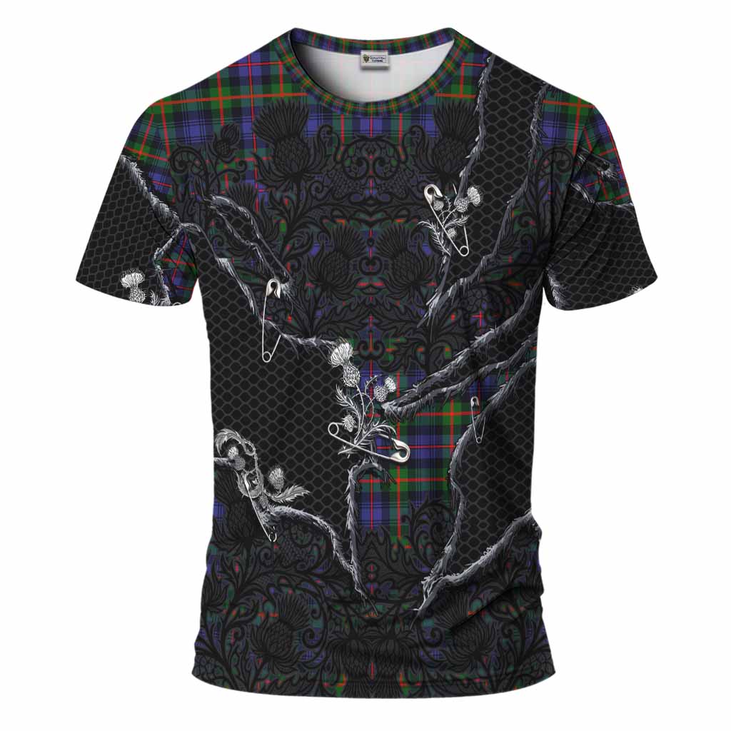 Fleming Tartan Thistle Dark Gothic T-Shirt Kid's Shirt - Tartan Vibes Clothing