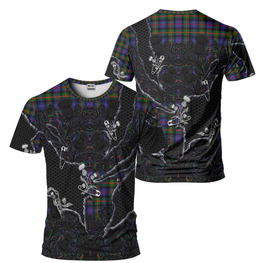 Fleming Tartan Thistle Dark Gothic T-Shirt - Tartan Vibes Clothing