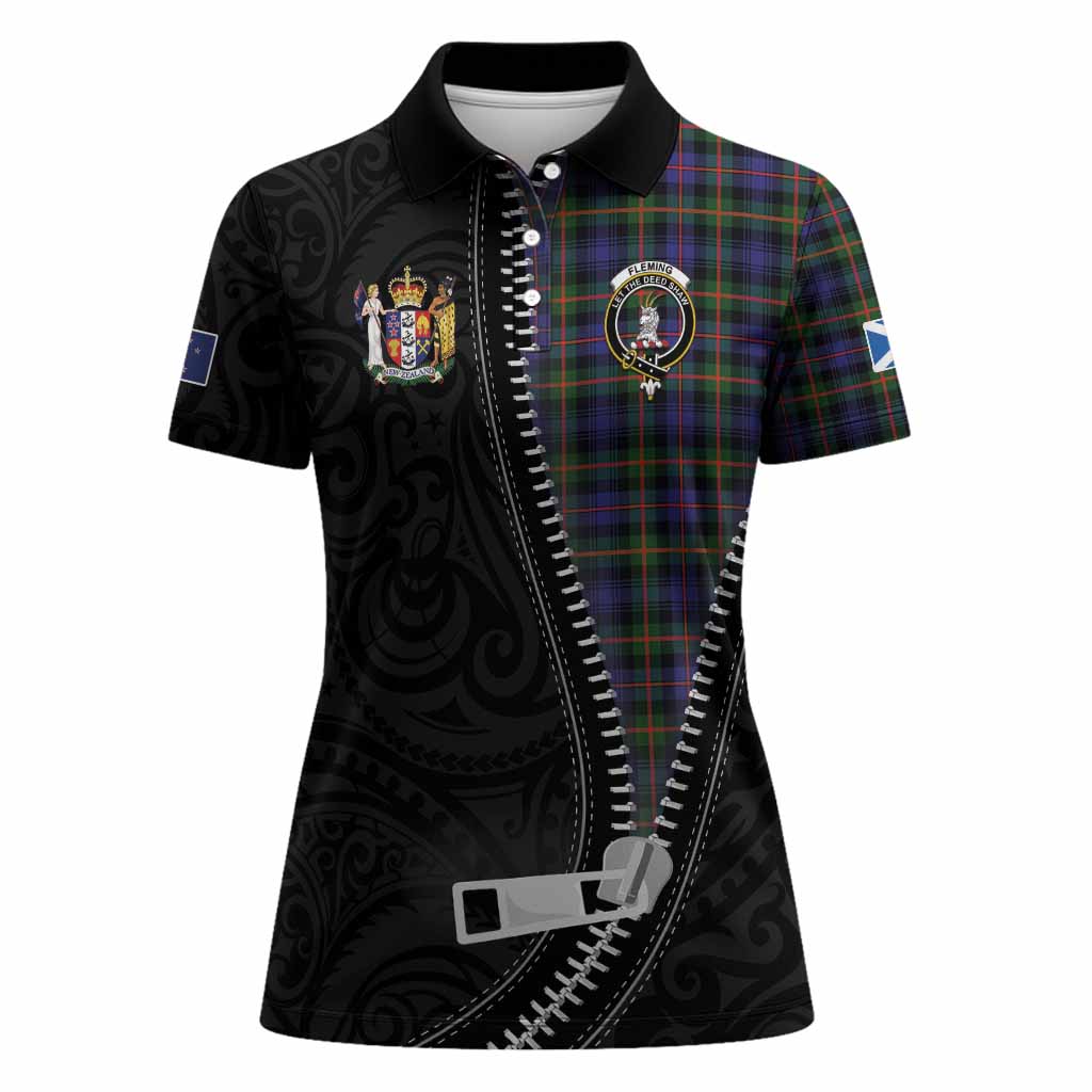 Fleming Tartan Women Polo Shirt New Zealand Pattern Unique Zipper Stylized