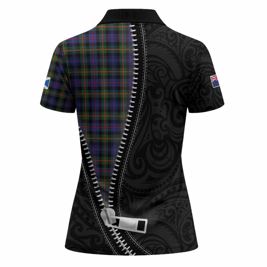 Fleming Tartan Women Polo Shirt New Zealand Pattern Unique Zipper Stylized