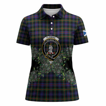 Fleming Tartan Women Polo Shirt Thistle Scottish Spirit