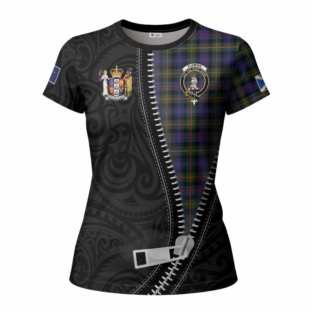 Fleming Tartan Women T shirt New Zealand Pattern Unique Zipper Stylized