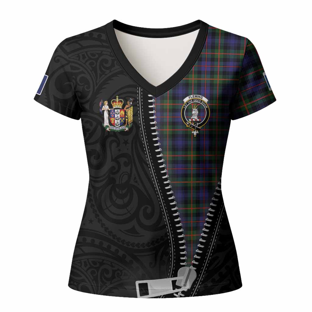 Fleming Tartan Women T shirt New Zealand Pattern Unique Zipper Stylized
