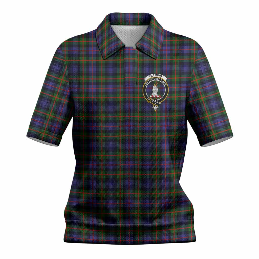Fleming Tartan Women’s Polo Sweater Top with Family Crest