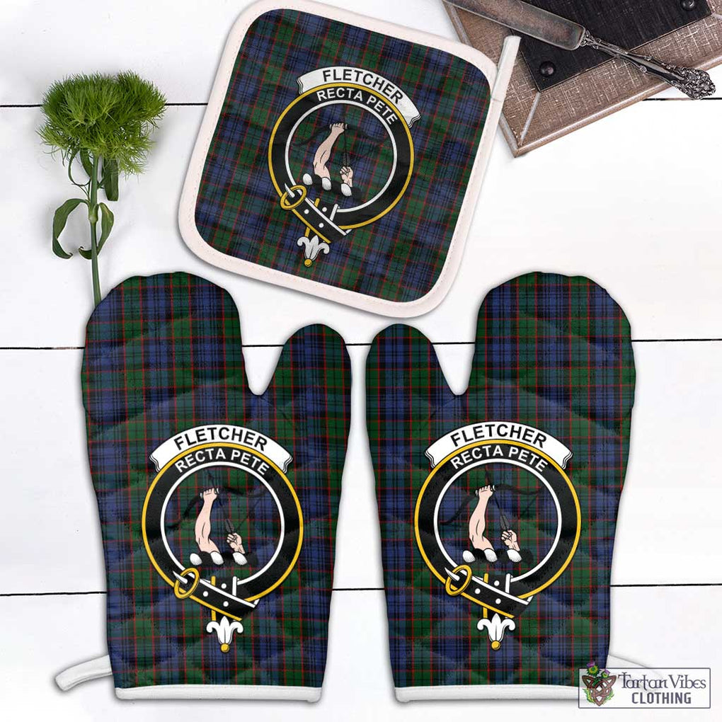 Fletcher Tartan Combo Oven Mitt & Pot-Holder with Family Crest Combo 1 Oven Mitt & 1 Pot-Holder White - Tartan Vibes Clothing