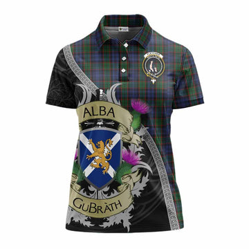 Tartan Vibes Clothing Fletcher Tartan Family Crest Women's Polo Shirt Lion Rampant Royal Thistle Shield Celtic Inspired