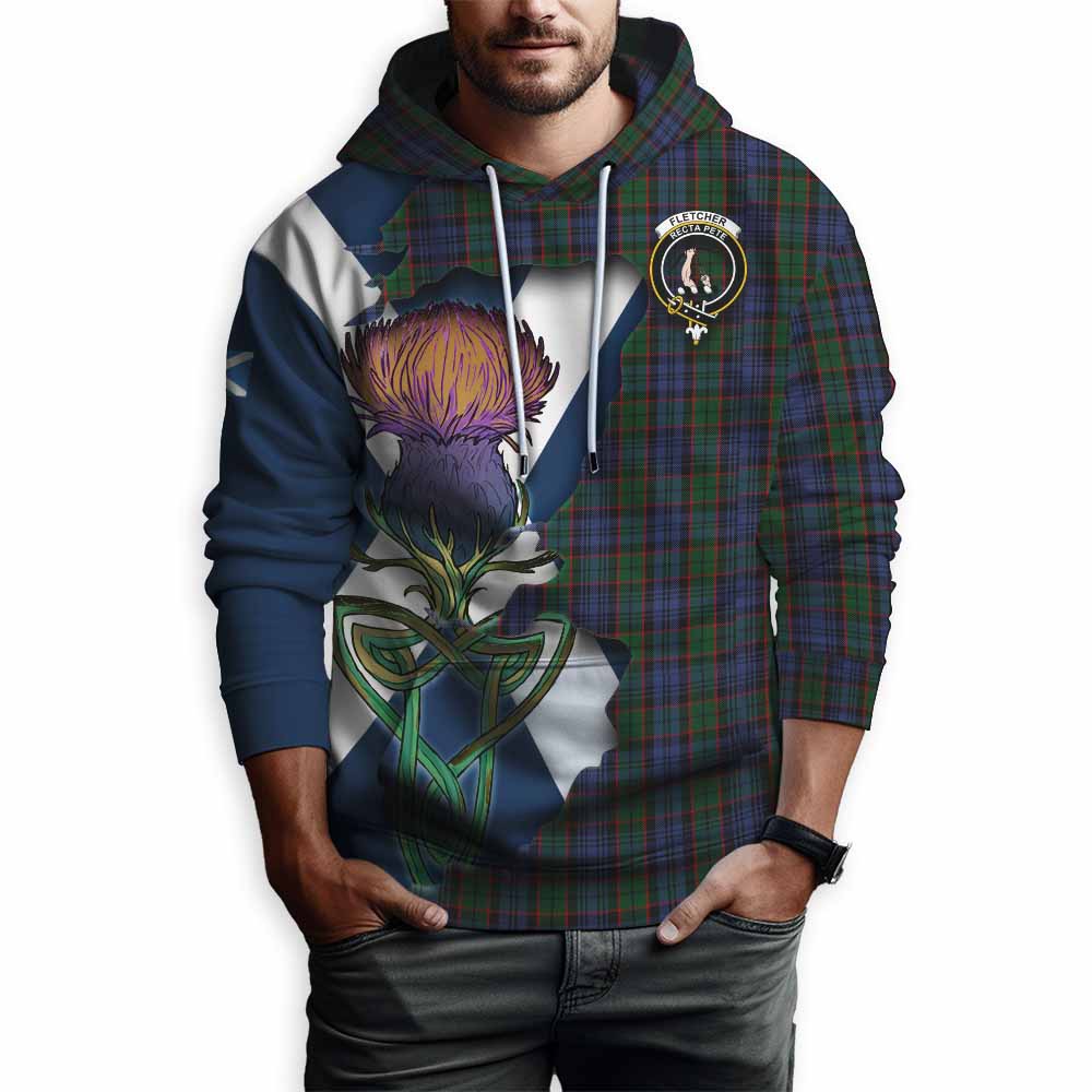 Tartan Vibes Clothing Fletcher Tartan Family Crest Hoodie Scottish Thistle Celtic Inspired