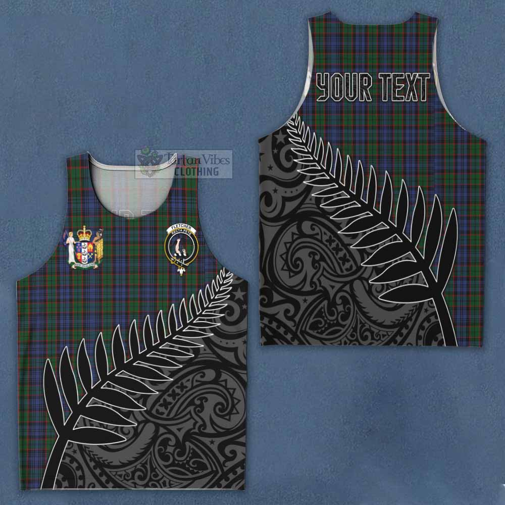 Tartan Vibes Clothing Fletcher Crest Tartan Men's Tank Top with New Zealand Silver Fern Half Style