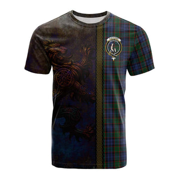Fletcher Tartan Family Crest Cotton T-shirt Alba Gu Brath Be Brave Lion Ancient Style