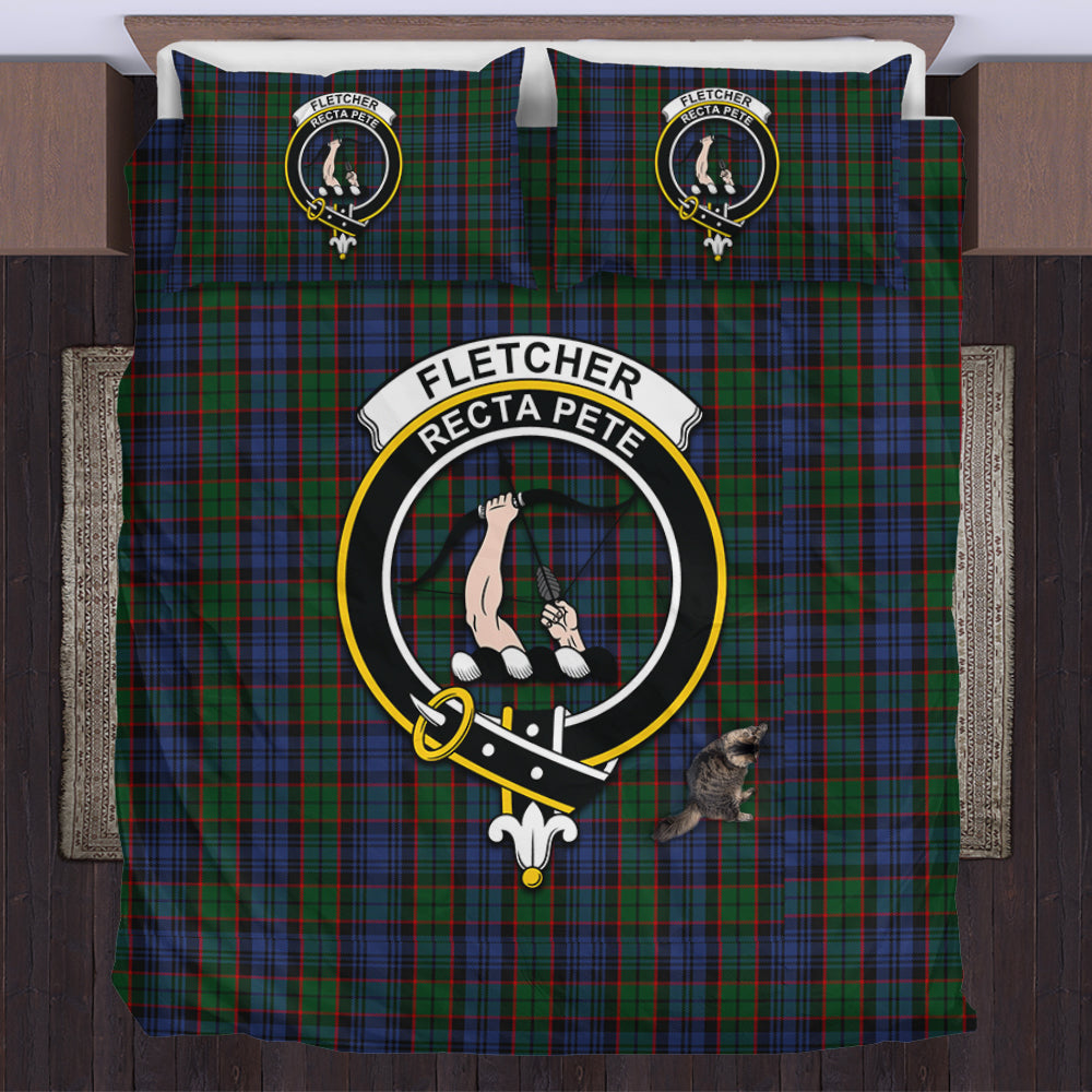 Fletcher Tartan Bedding Set with Family Crest US Bedding Set - Tartan Vibes Clothing