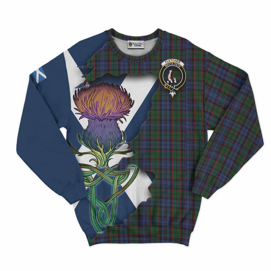 Fletcher Tartan Family Crest Sweatshirt Scottish Thistle Celtic Inspired Unisex - Tartan Vibes Clothing