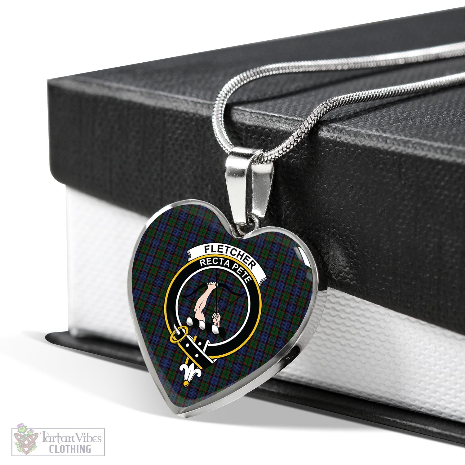 Tartan Vibes Clothing Fletcher Tartan Heart Necklace with Family Crest