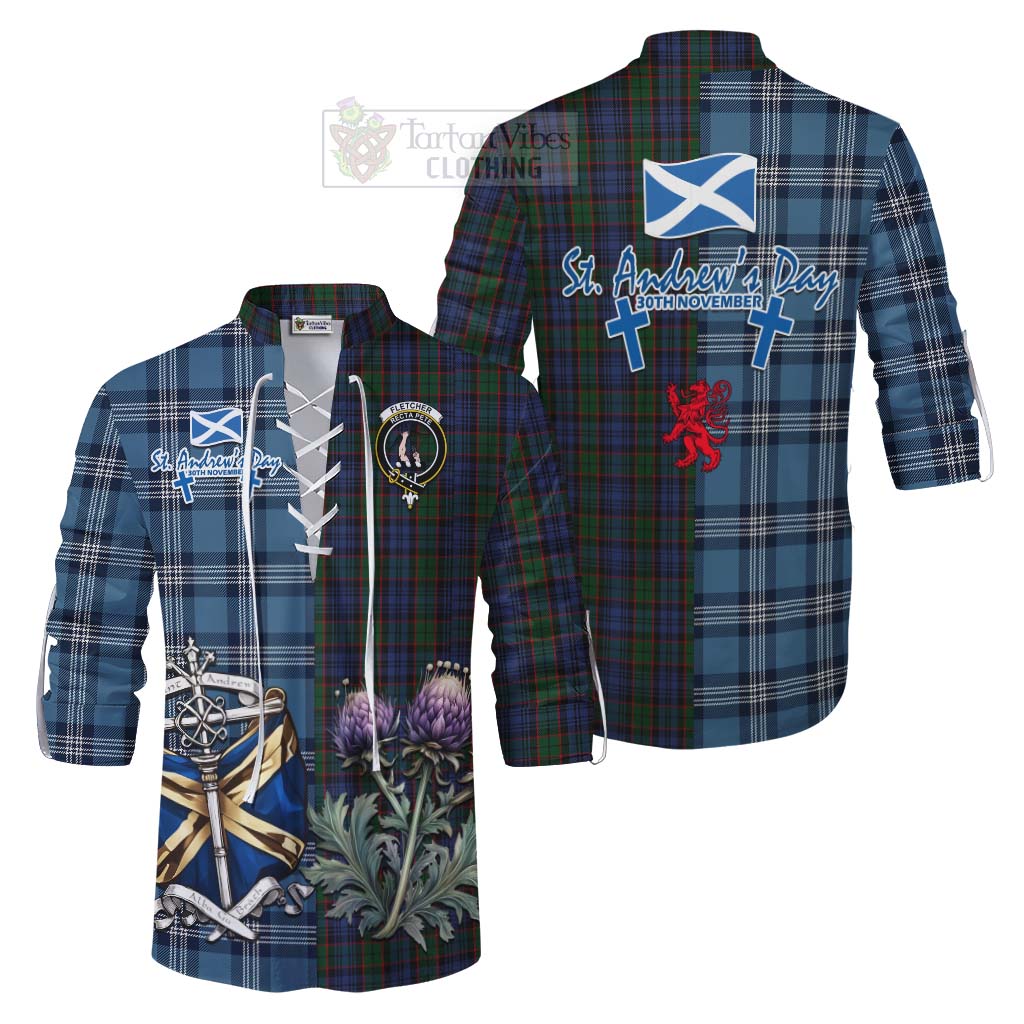 Tartan Vibes Clothing Fletcher Tartan Ghillie Kilt Shirt Happy St. Andrew's Day Half Tartan Style